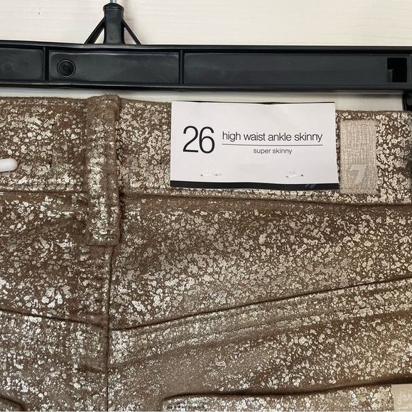 NWT 7 For All Mankind Gold Shimmer Textured Pants - Picture 3 of 8